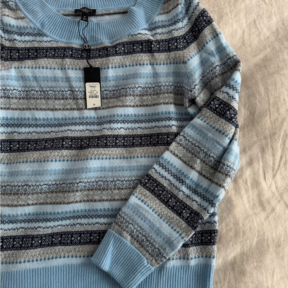 Women’s Talbots Nordic Blue Gray Crewneck Sweater